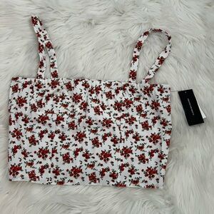 Floral Crop Top with Red and Green Pattern
